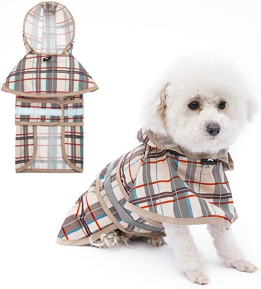 KOOLTAIL Dog Raincoat Hooded Slicker Poncho with Leash Hole, Raincoat for Small Medium Dogs, Waterproof Doggie Rain Jacket with 