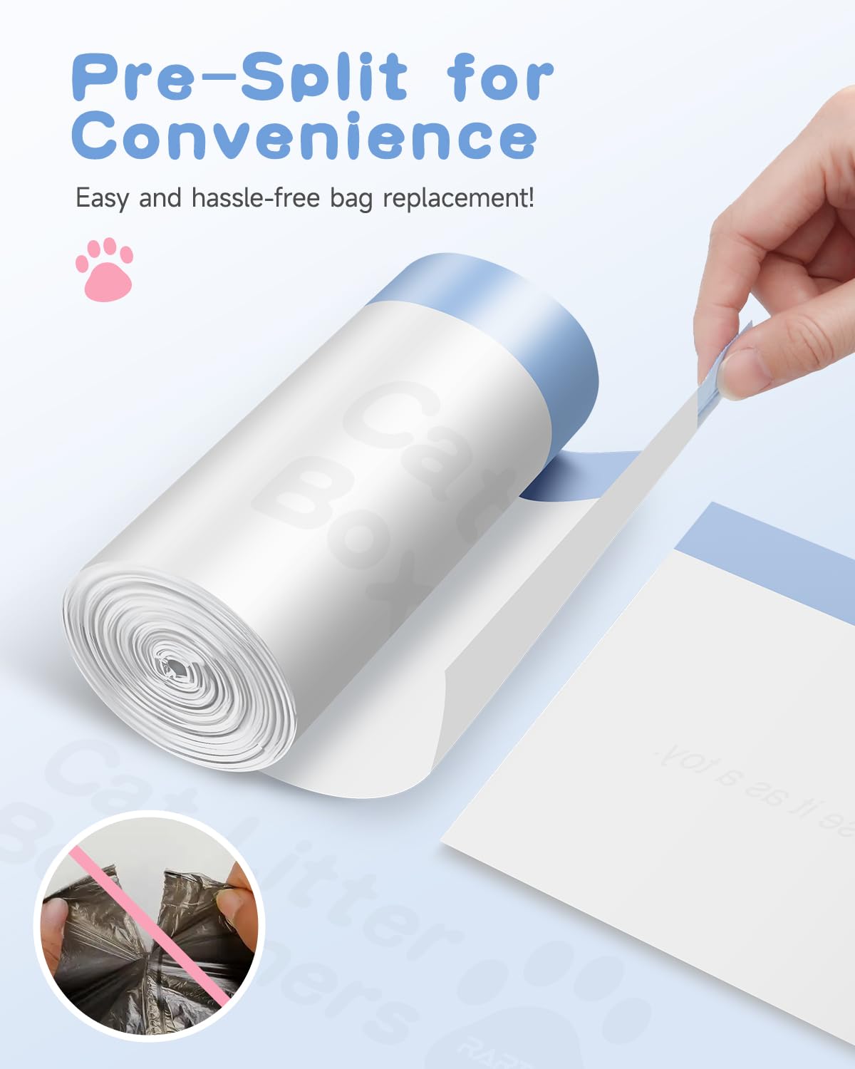 Cat Litter Bags With Drawstring, 80 Count, 26.4''X15.8'' Cat Litter Box Liners For Litter Robot 4/3 & Automatic Cat Litter Boxes