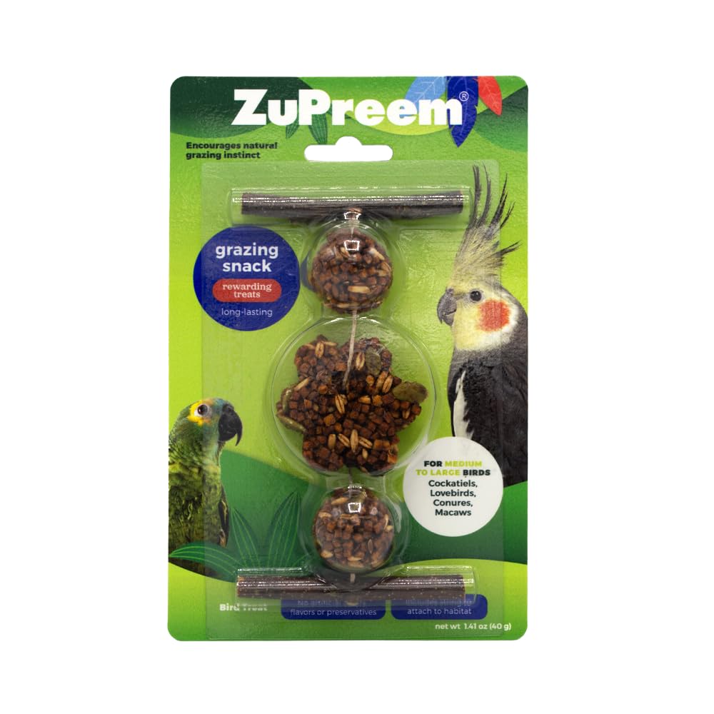 ZuPreem Grazing Snack, Long-Lasting & Rewarding Bird Treats, Medium to Large Birds, No Artificial Flavors or Colors, Perfect for