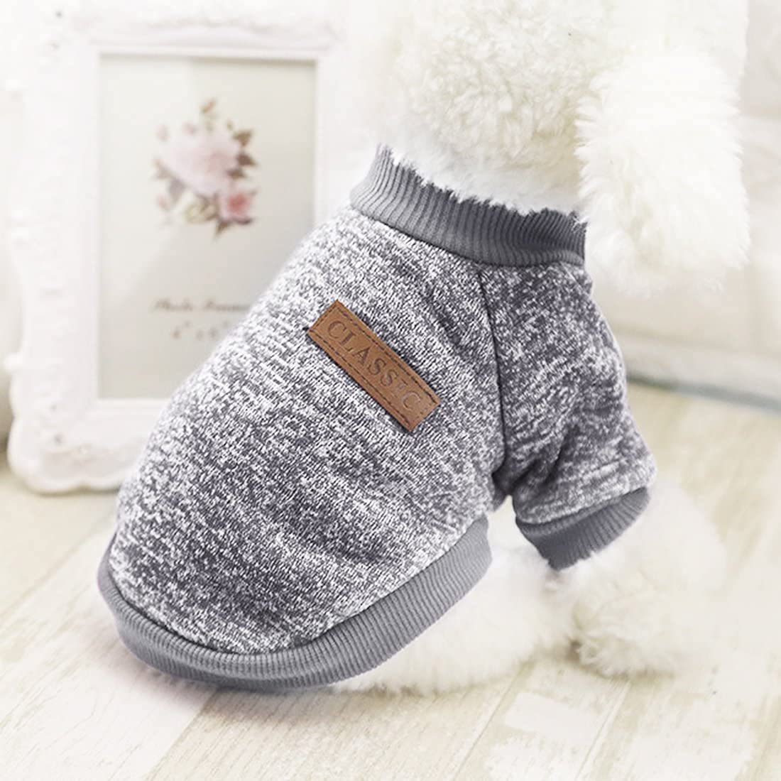 Idepet Pet Dog Classic Sweater, Soft Fleece Coat For Small,Medium Dog,Warm Pet Dog Cat Clothes,Soft Puppy Customes 2 Color (M, G