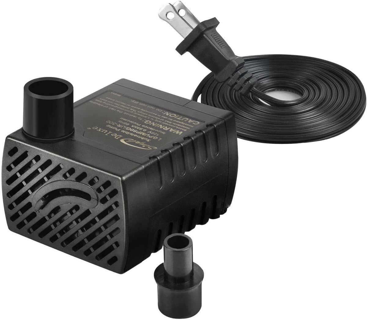 Simple Deluxe 80 GPH Submersible Pump with Adjustable Intake & 6 Waterproof Cord for Hydroponics, Aquaponics, Fountains, Ponds,