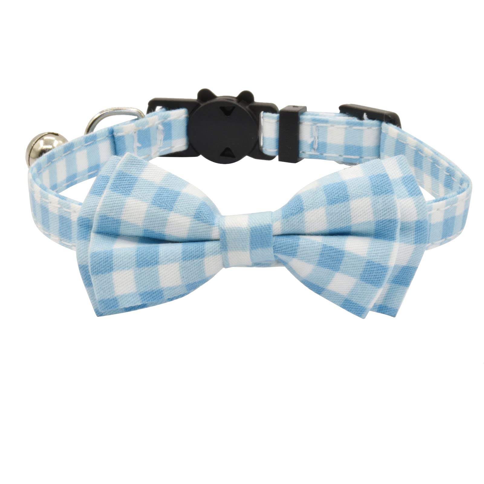 Bowtie Cat Collars Breakaway With Bell, Adjustable Cute Kitty Collars Safety Buckle Kitten Collar For Cat Puppy 7.5-11In (Light 