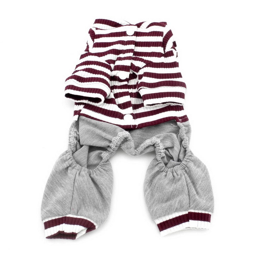 Ranphy Stripe Small Dog Outfits Cotton Jumpsuit Puppy Pajamas With Pant Cat Apparel Pyjamas Pjs Shirt For Yorkie Chihuahua Boys Pet Clothes Brown Size Xl