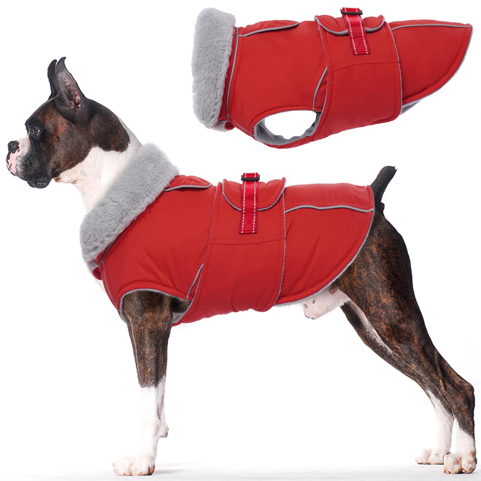 Lelepet Warm Dog Coat - Reflective Fleece Vest, Waterproof & Windproof Winter Jacket For Medium Dogs
