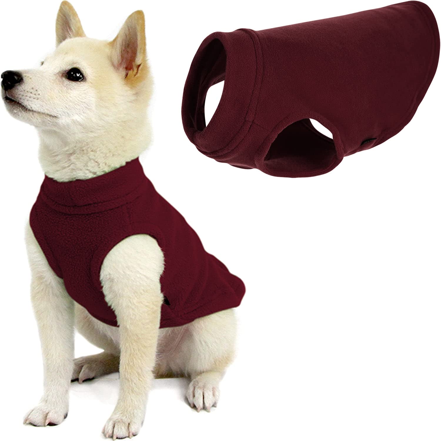 Gooby Stretch Fleece Vest Dog Sweater - Burgundy, Medium - Warm Pullover Fleece Dog Jacket - Winter Dog Clothes For Small Dogs Boy Or Girl - Dog Sweaters For Small Dogs To Dog Sweaters For Large Dogs