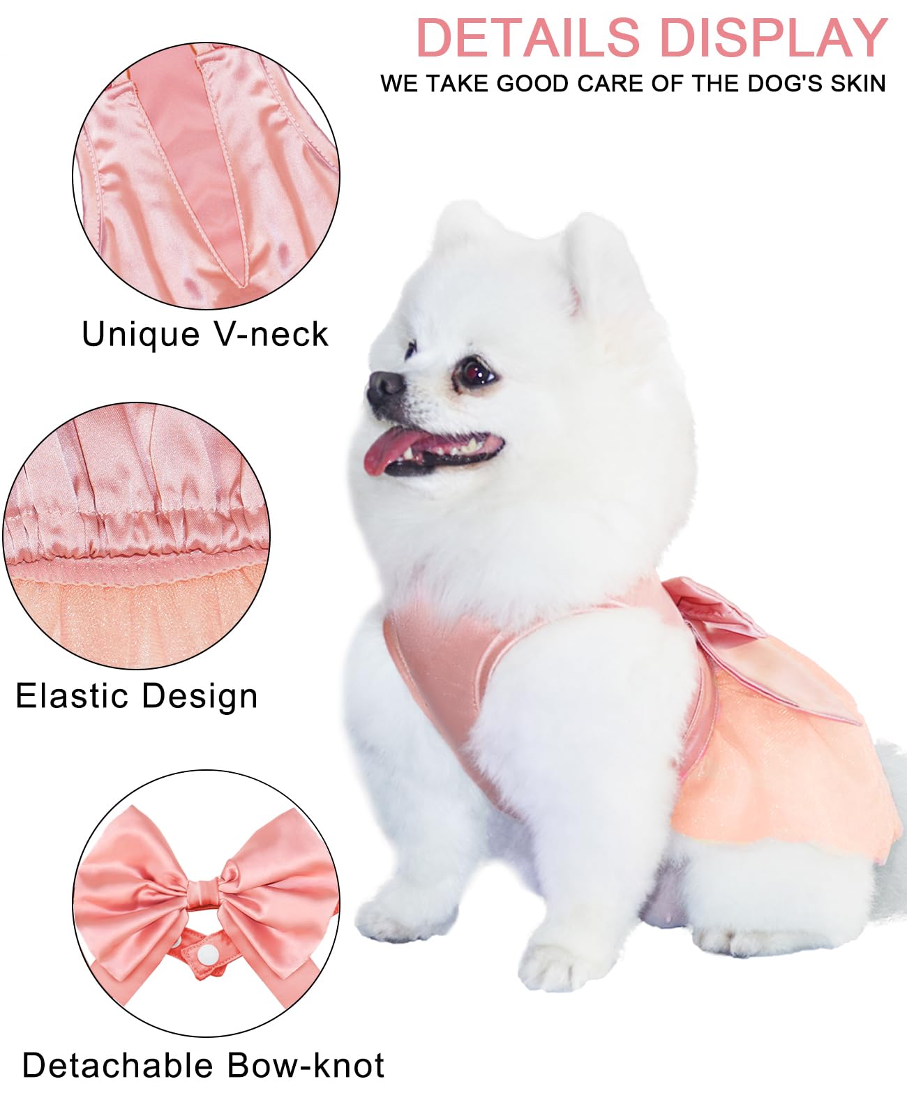 Topkins Summer Girl Dog Dress, Dog Silk Tulle Dress, Cute Princess Dog Dresses With Bow, Lace Pet Birthday Party Outfit Dog Tutu