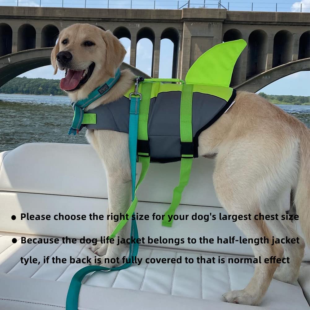 Doglay Dog Life Vest, Ripstop Cute Shark Dog Life Jacket With Superior Buoyancy And Rescue Handle, Adjustable Dog Life Vests For Boating Swimming, Pet Flotation Vest For Small Medium Large Dogs
