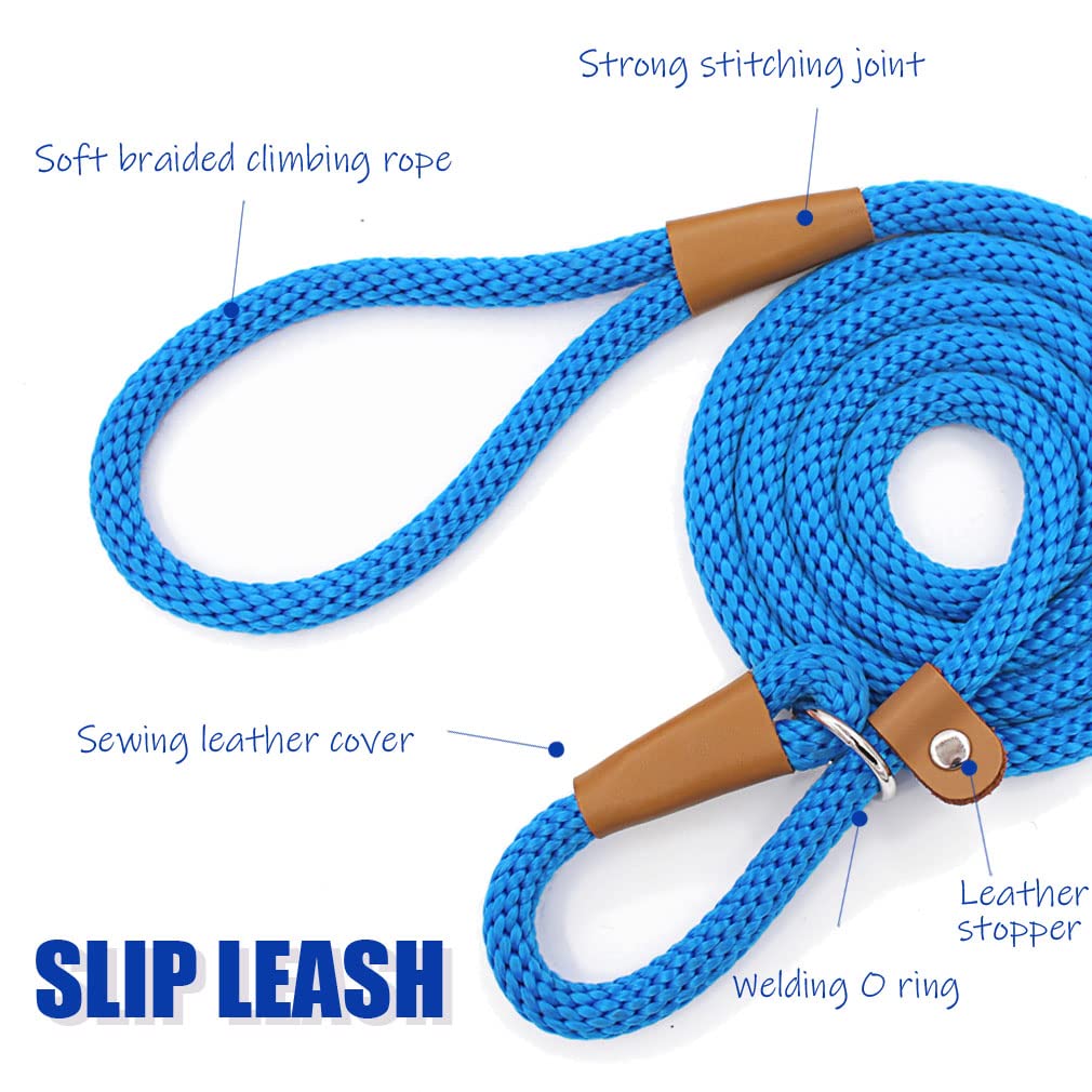 Lynxking Slip Lead Dog Leash 6 Ft X 1/2 Inches Strong Heavy Duty Dog Rope Leash Braided Comfortable Handle For Small Medium Larg