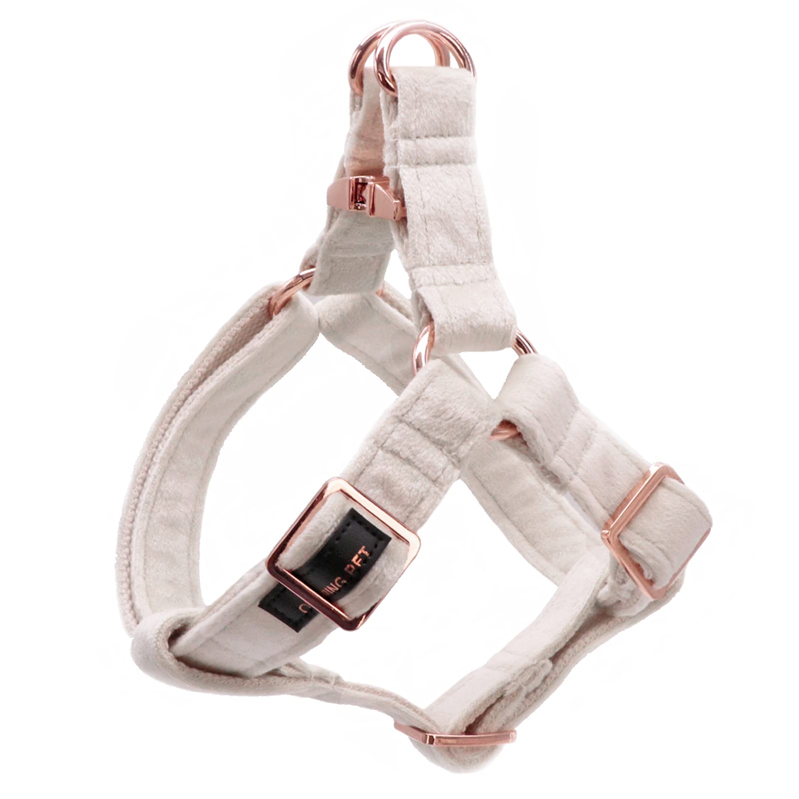 Aring Pet Dog Halter Harness, Velvet Dog Harness, Adjustable No Pull White Dogs Halter Harness.