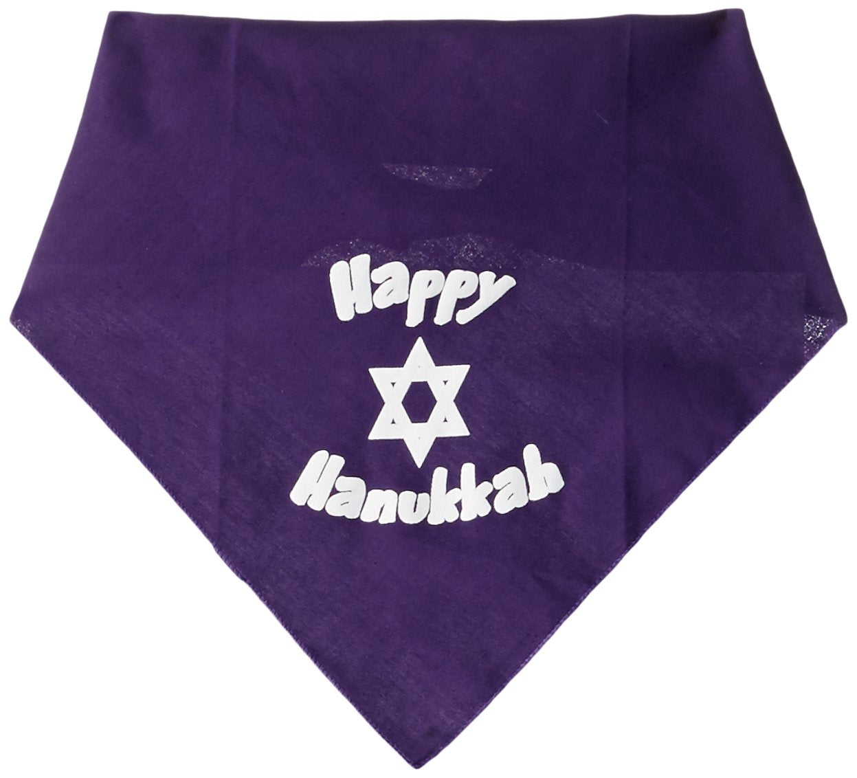 Pet and Dog Bandana Screen Printed, "Happy Hanukkah" Purple Large