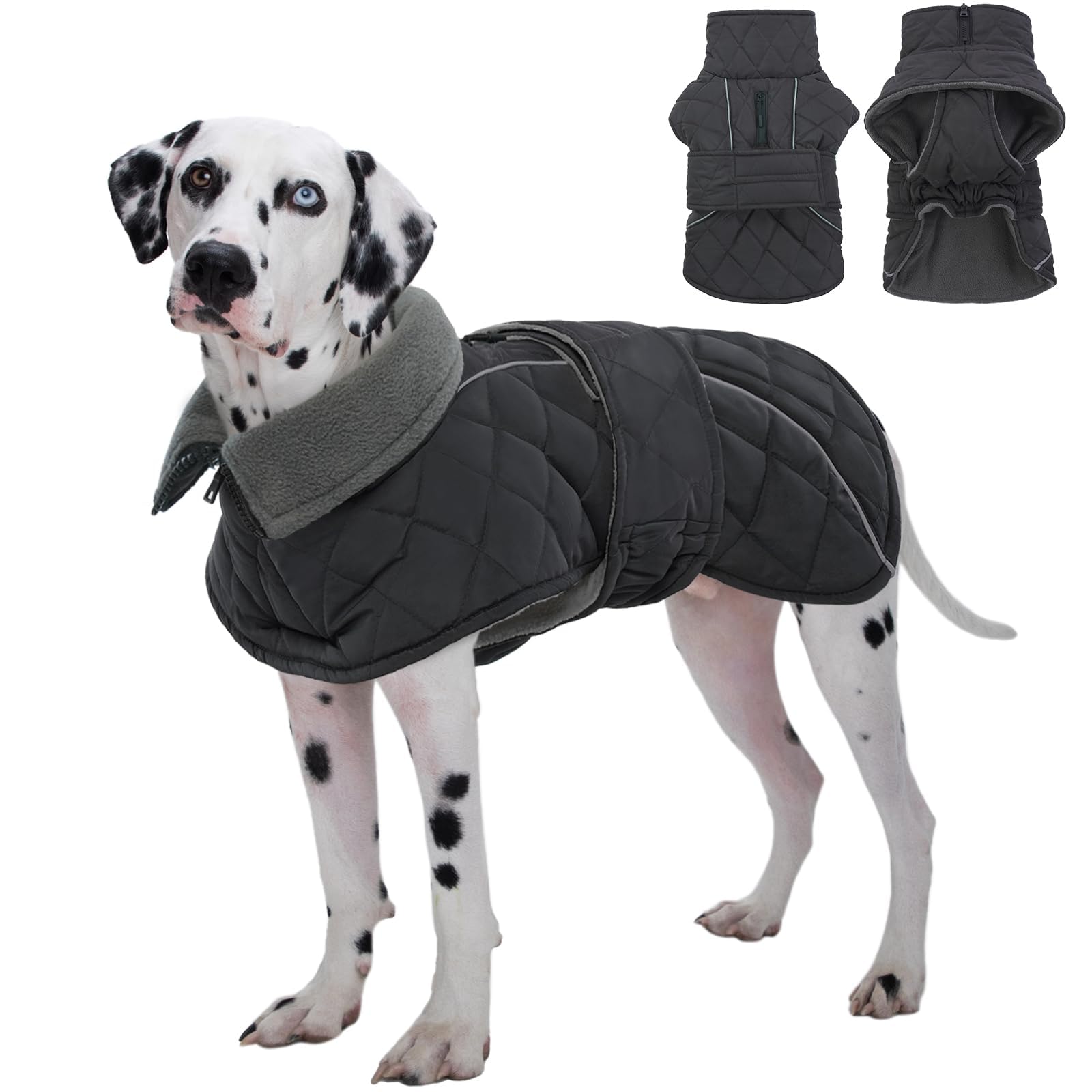 Kuoser Dog Coat, Super-Warm Dog Jacket Windproof Dog Cold Weather Coats for Extra Large Dogs, Fleece Lining Turtleneck Dog Snows