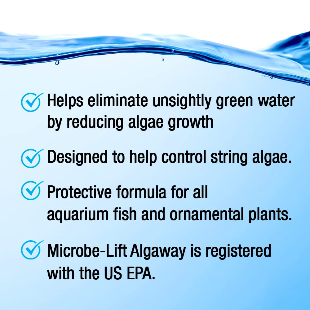MICROBE-LIFT ALGAA08 ALGAWAY 5.4 Algae Control for Fresh and Salt Water Home Aquariums, 8 Ounces