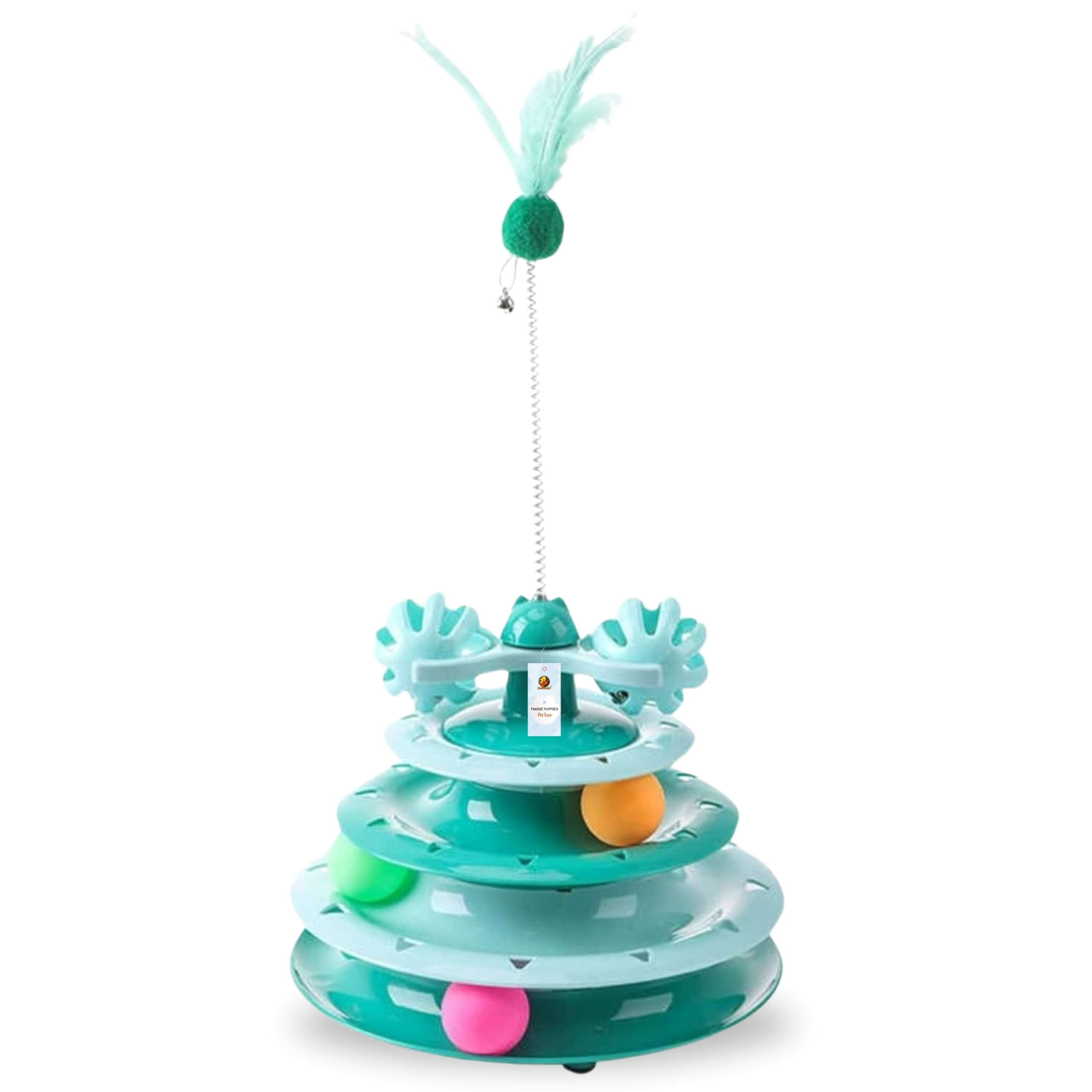 Foodie Puppies Interactive Tower Of Tracks Toy For Cats And Kittens (3 Layer Feather Toy) Game Entertainment Circular Training A