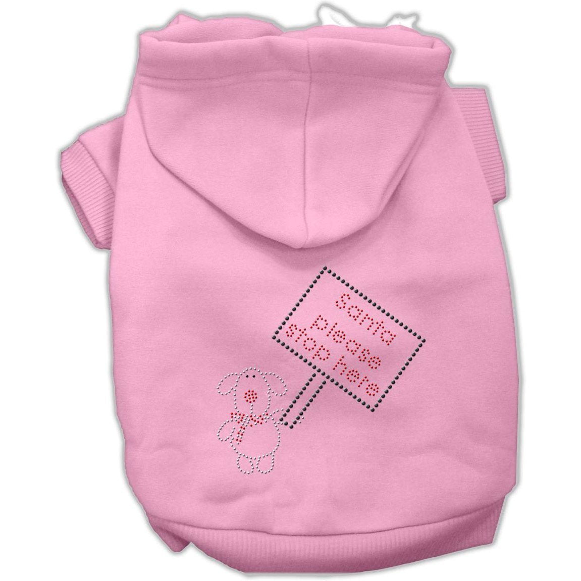Mirage Pet Products 10-Inch Santa Stop Here Hoodies, Small, Pink