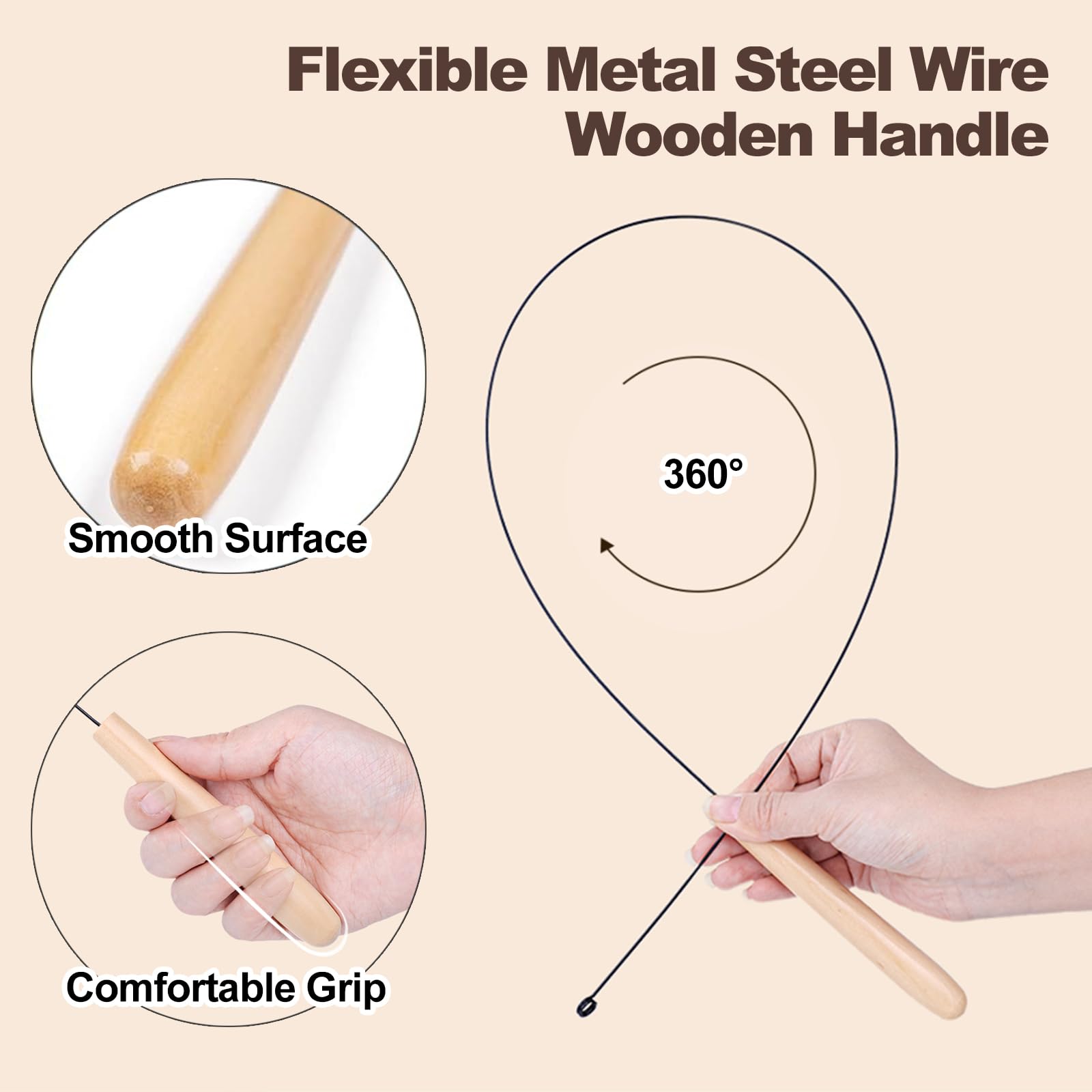 Kingtree Cat Teaser Wand Toys, Interactive Feather Cat Wand Toy With 5 Bell Feather Refills & 2Pcs 35'' Flexible Steel Wire Wood