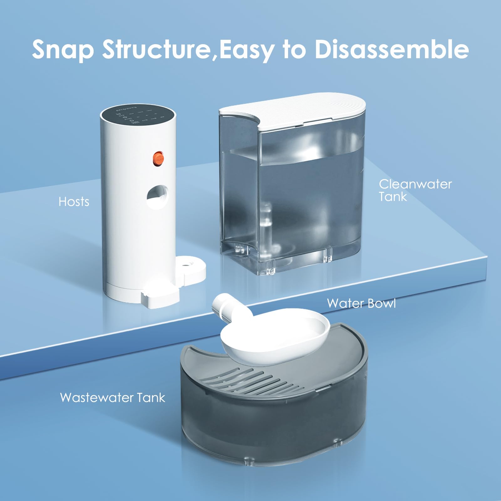 Smart Pet Water Fountain, Automatic Wireless Pour-Over Cat Water Dispenser, Removable Ultra Silent Automatic Water Feeder Long E