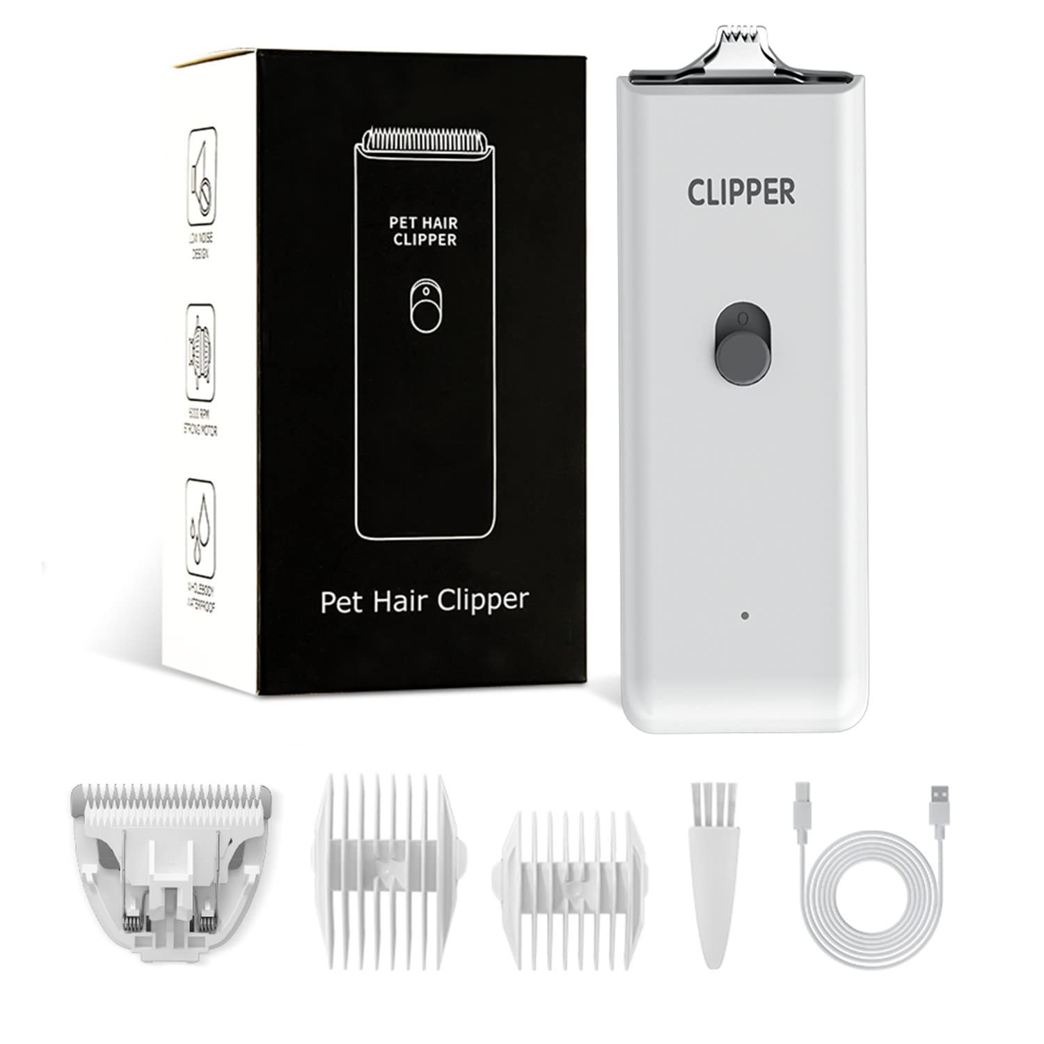 Tileon Feet Hair Trimmer, Dog Clippers,Quiet Washable Usb Rechargeable Cordless Dog Grooming Kit,Electric Pets Hair Trimmers Shaver Shears For Dogs And Cats White