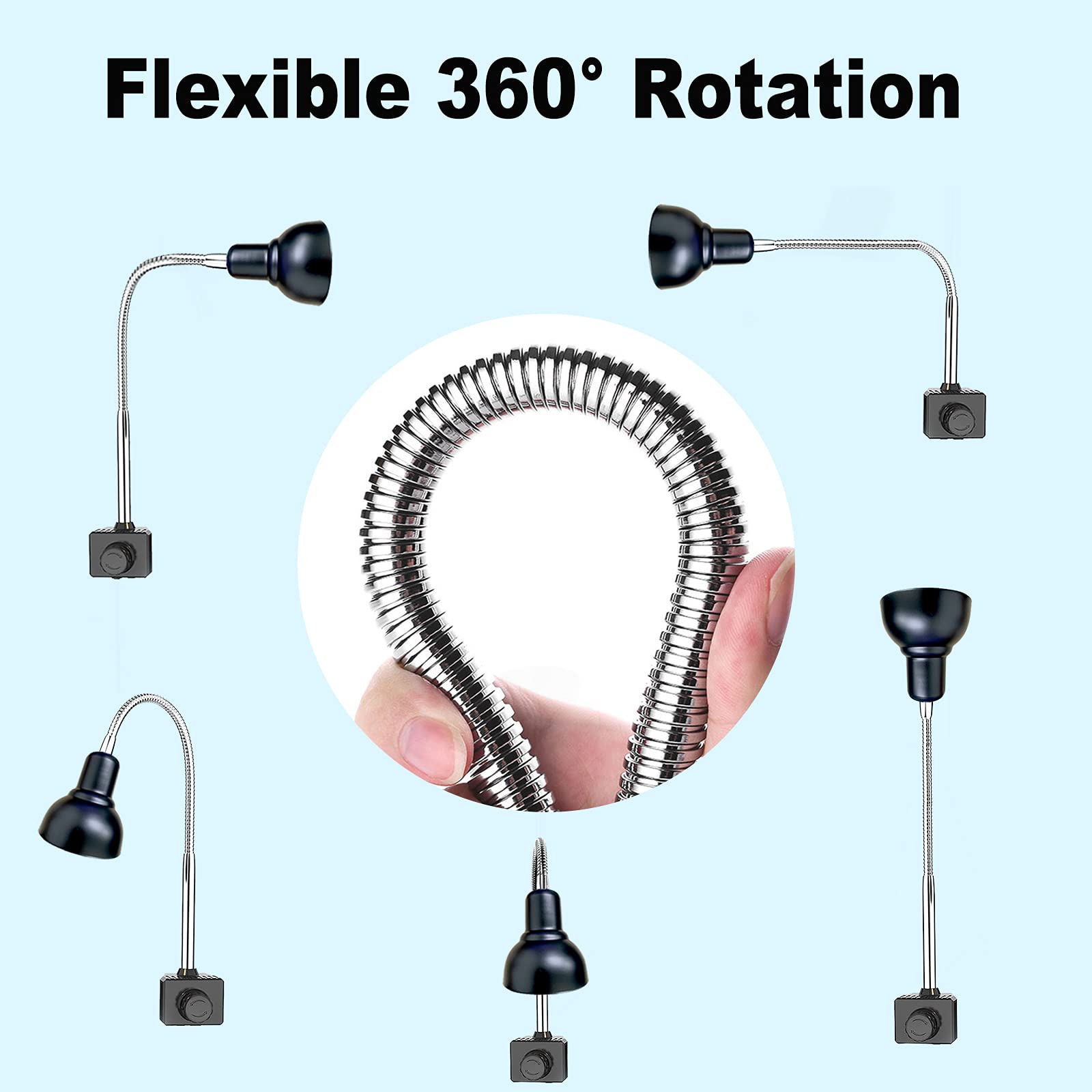 Pewingo Reptile Heat Lamp, Lamp For Aquarium Turtle Tank With 25W+50W Basking Spot Light Bulbs And 360?Swivel Clamp For Turtle, Snake, Lizard, Cockatoo, Chameleon Etc