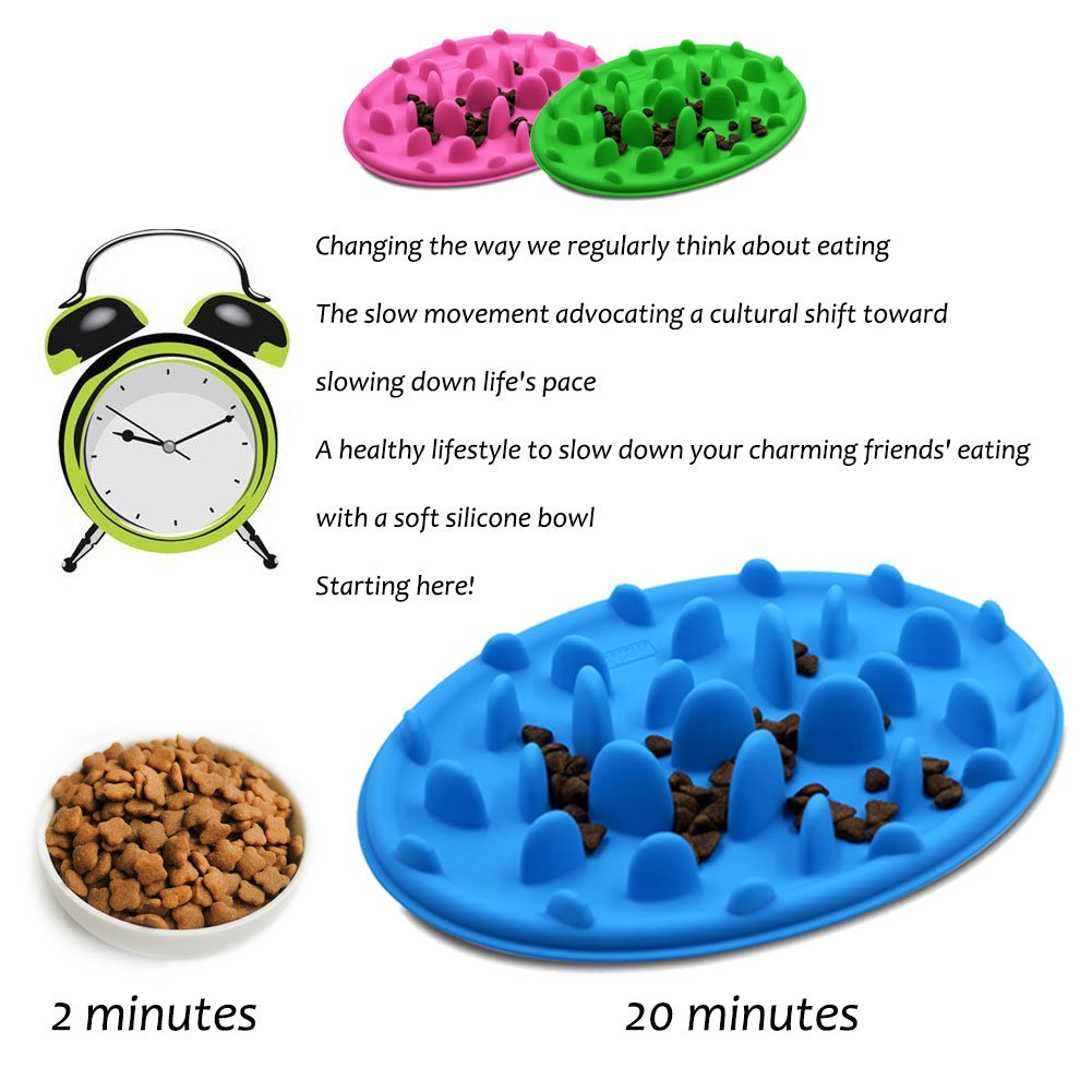 PETBABA Dog Bowl Slow Feeder, Interactive Puzzle Fun Silicone Nonskid Feed Dish, Against Bloat in Eating Food, Keep Your Cat Pet