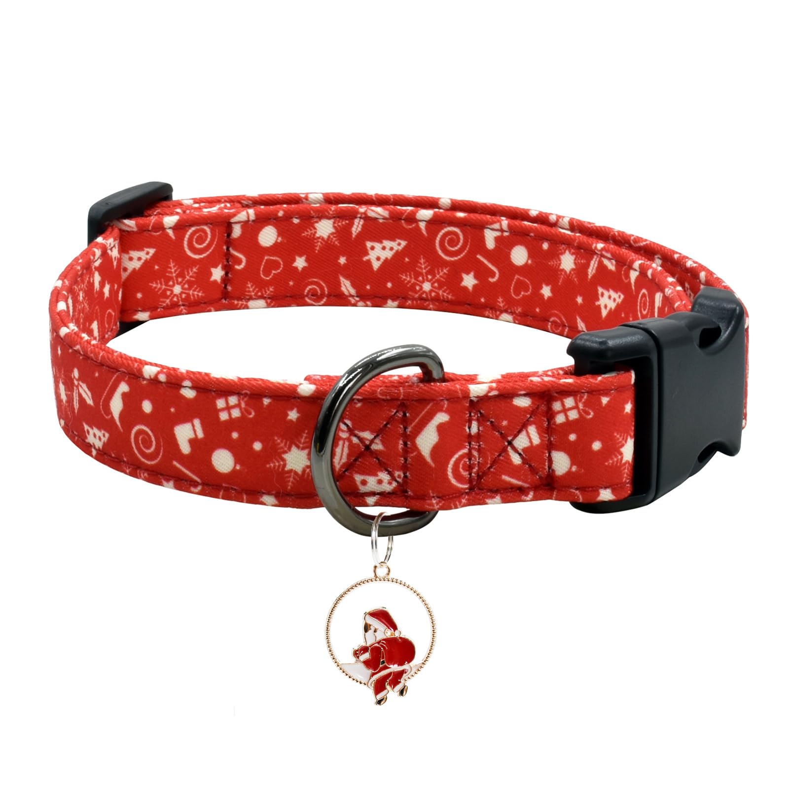 Christmas Dog Collar With Pendant, Durable And Soft Cotton Dog Collars For Small Large Female And Male Dogs Pets(Christmas M)