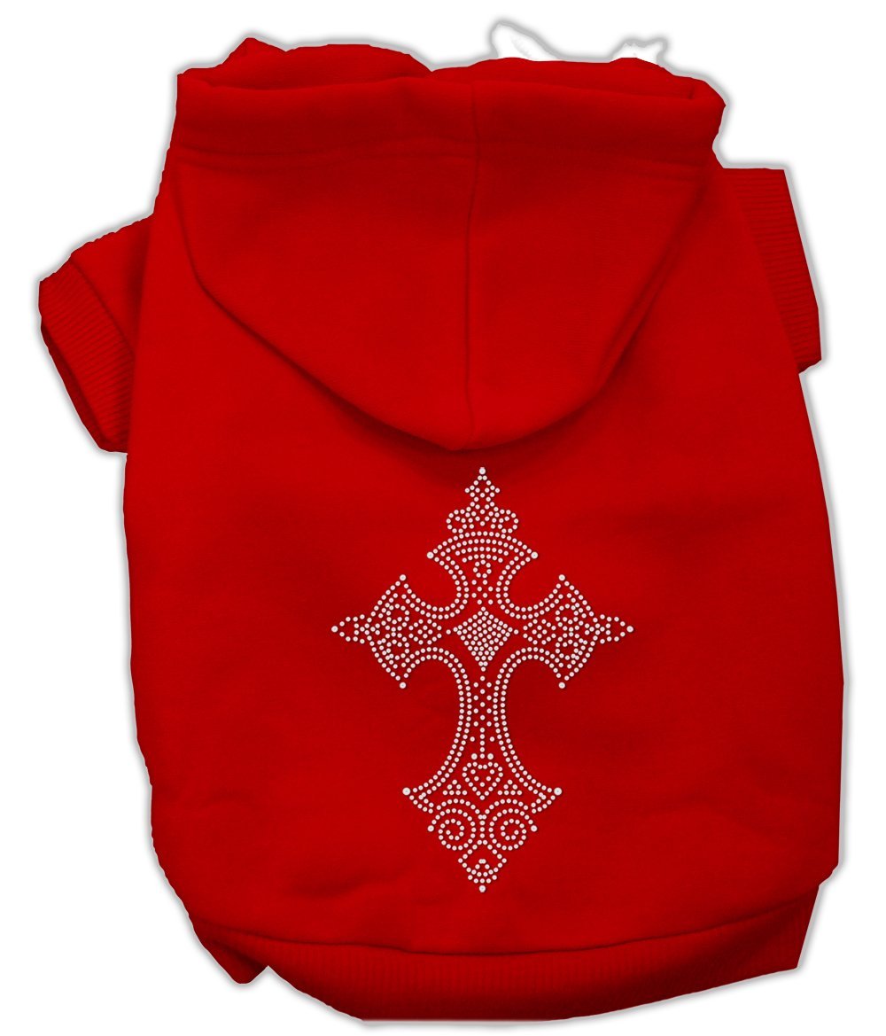 Mirage Pet Products 16-Inch Rhinestone Cross Hoodies, X-Large, Red