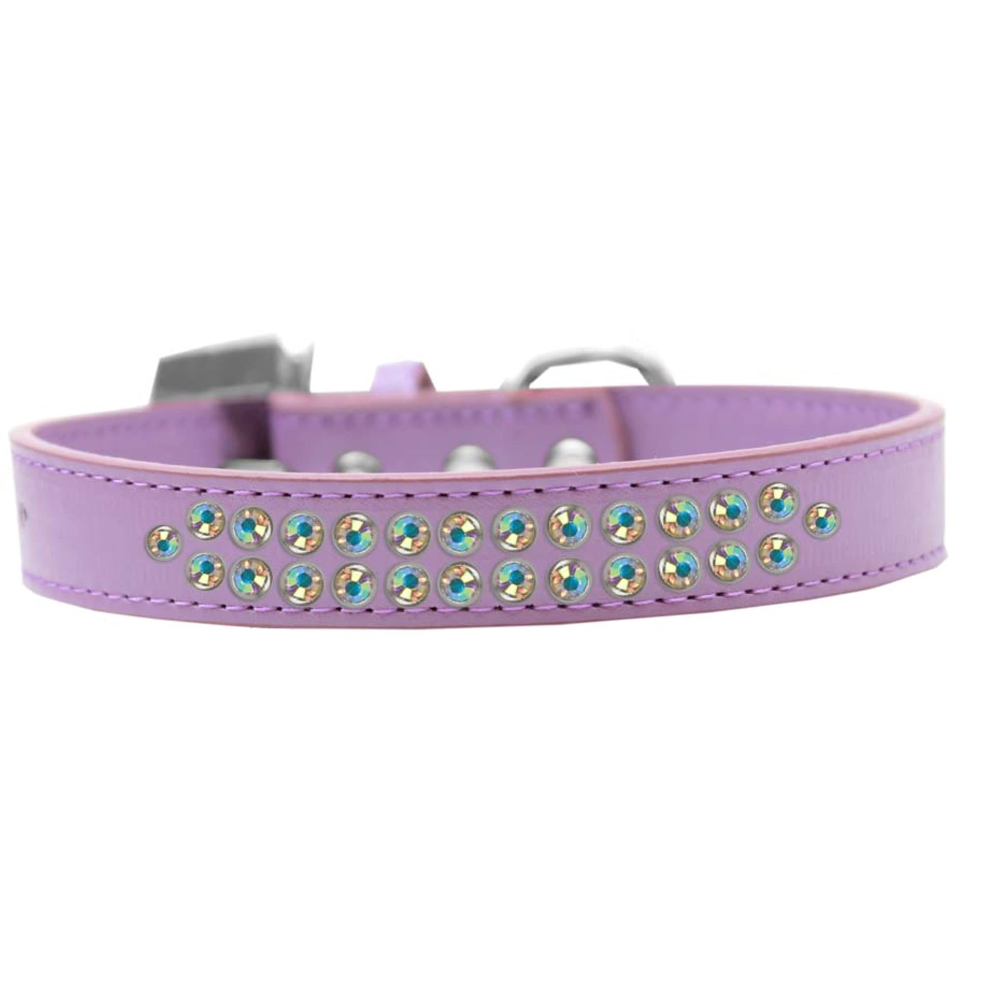 Mirage Pet Products Two Row Ab Crystal Lavender Dog Collar Size 18