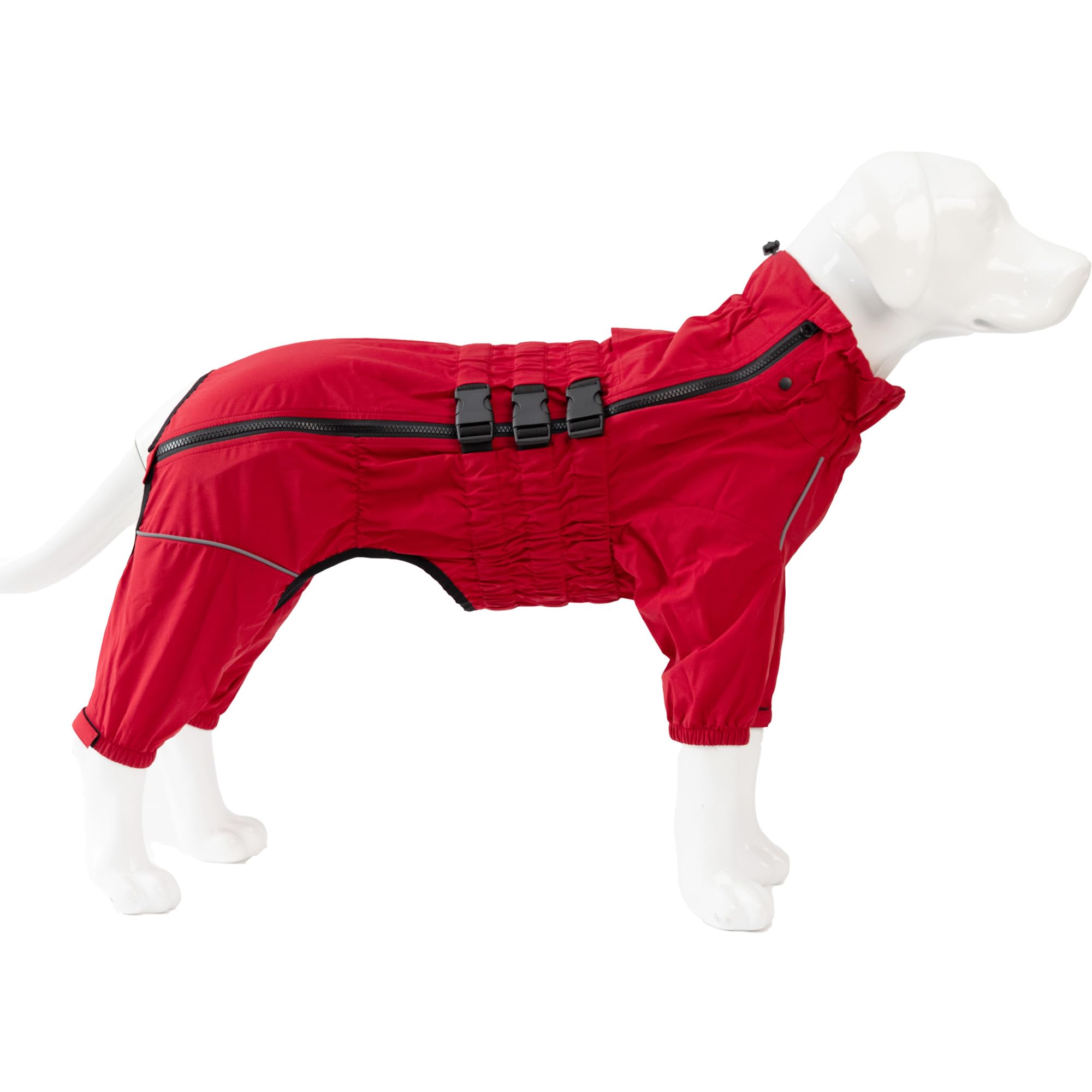 Dogs Waterproof Jacket, Lightweight Waterproof Jacket Reflective Safety Dog Raincoat Windproof Snow-Proof Dog Vest For Small Medium Large Dogs Red L