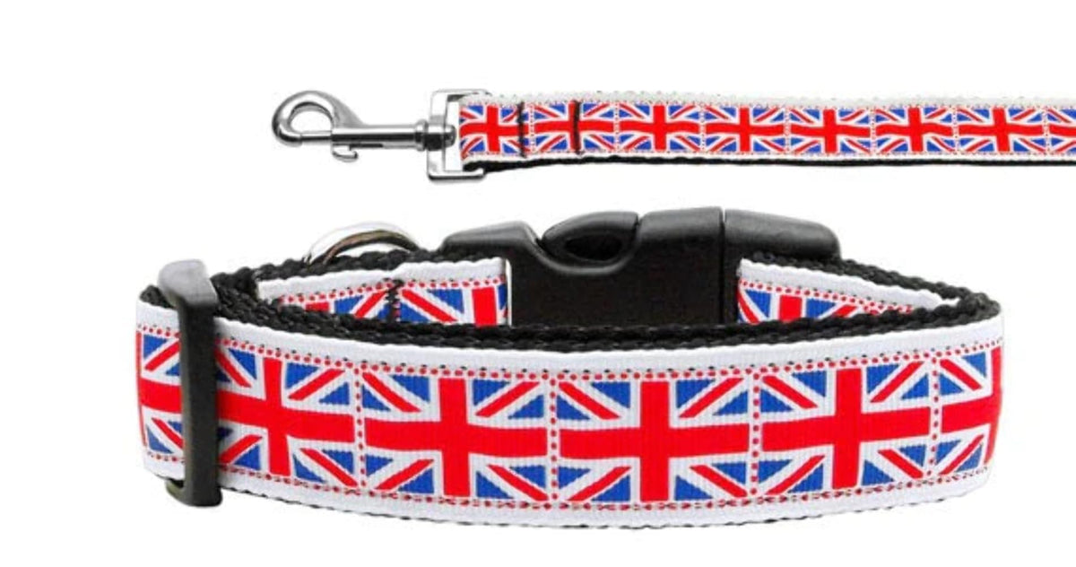 Pet Dog & Cat Nylon Collar or Leash, &quot;Tiled Union Jack&quot; SM Collar