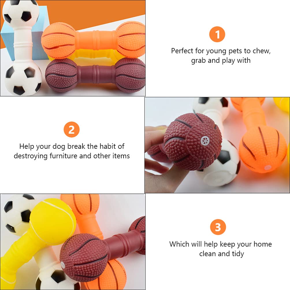 Squeakers 4Pcs Pet Dog Puppy Chewing Toy Vinyl Barbell Chew Toy Squeaky Stick Interactive Pet Teething Molars Teeth Cleaning Toy For Small Dogs Aggressive Chewers Puppy Toys
