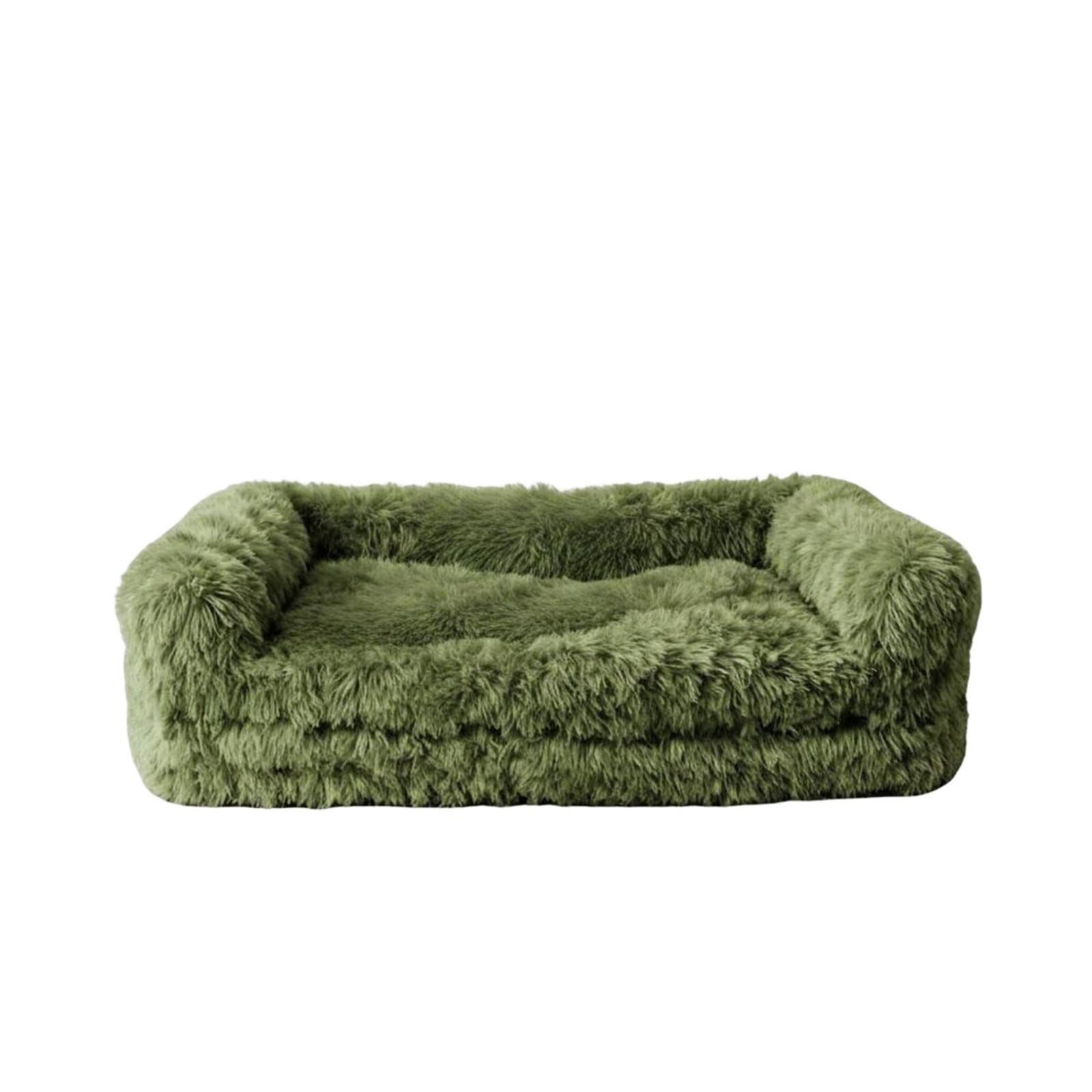 Merishopp Foldable Design Soft Dog Lounge Bed Thick Sponge Filling Soft Faux Plush Pet Bed Removable Cover Faux Plush Pet Sofa f