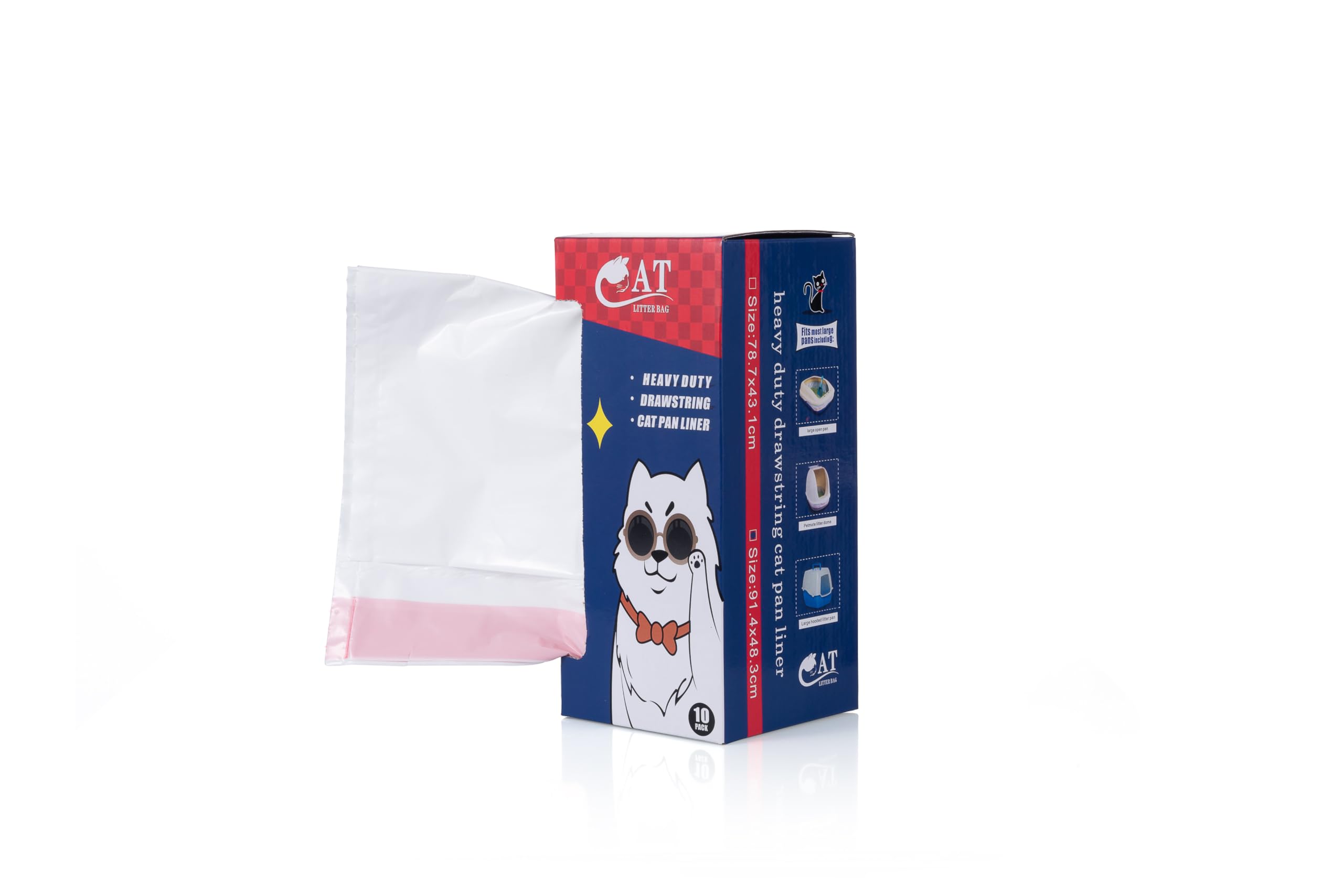 Home Wing 10 Count Litter Box Liners Jumbo, Heavy Duty Cat Litter Box Liners: Tear Free&Pull-Out, Leak Resistant - Drawstring Cl