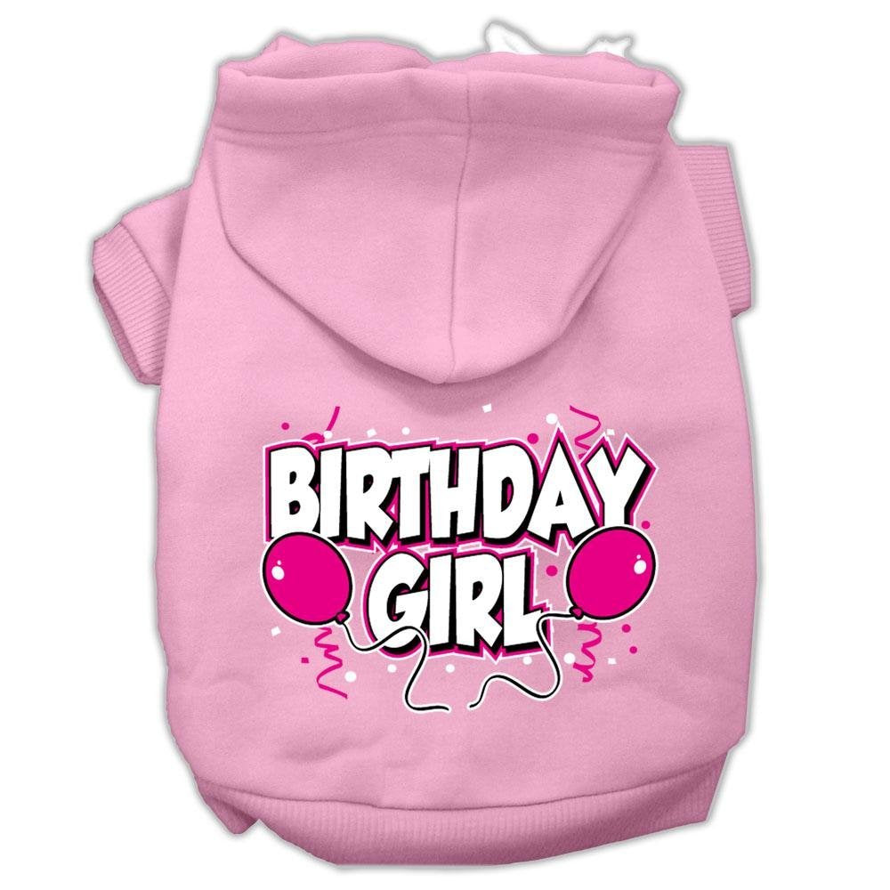 Pet, Dog & Cat Hoodie Screen Printed, 'Birthday Girl' Light Pink Xl (14-20 Lbs.)