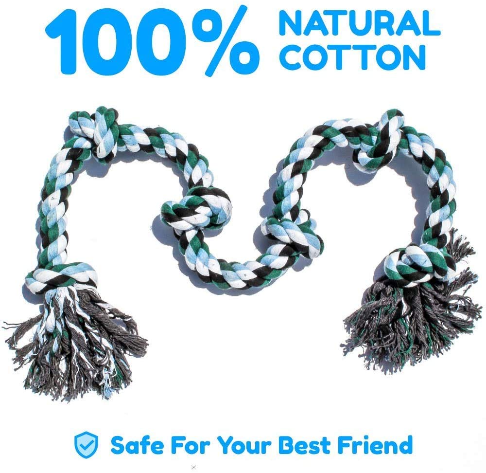 Giant Dog Rope Chew Toys For Extra Large Dogs - 42 Inch, 6 Knot Tough Benefits Non-Profit Animal Rescue - Indestructible Toy For Aggressive Chewers And Large Dog Breeds