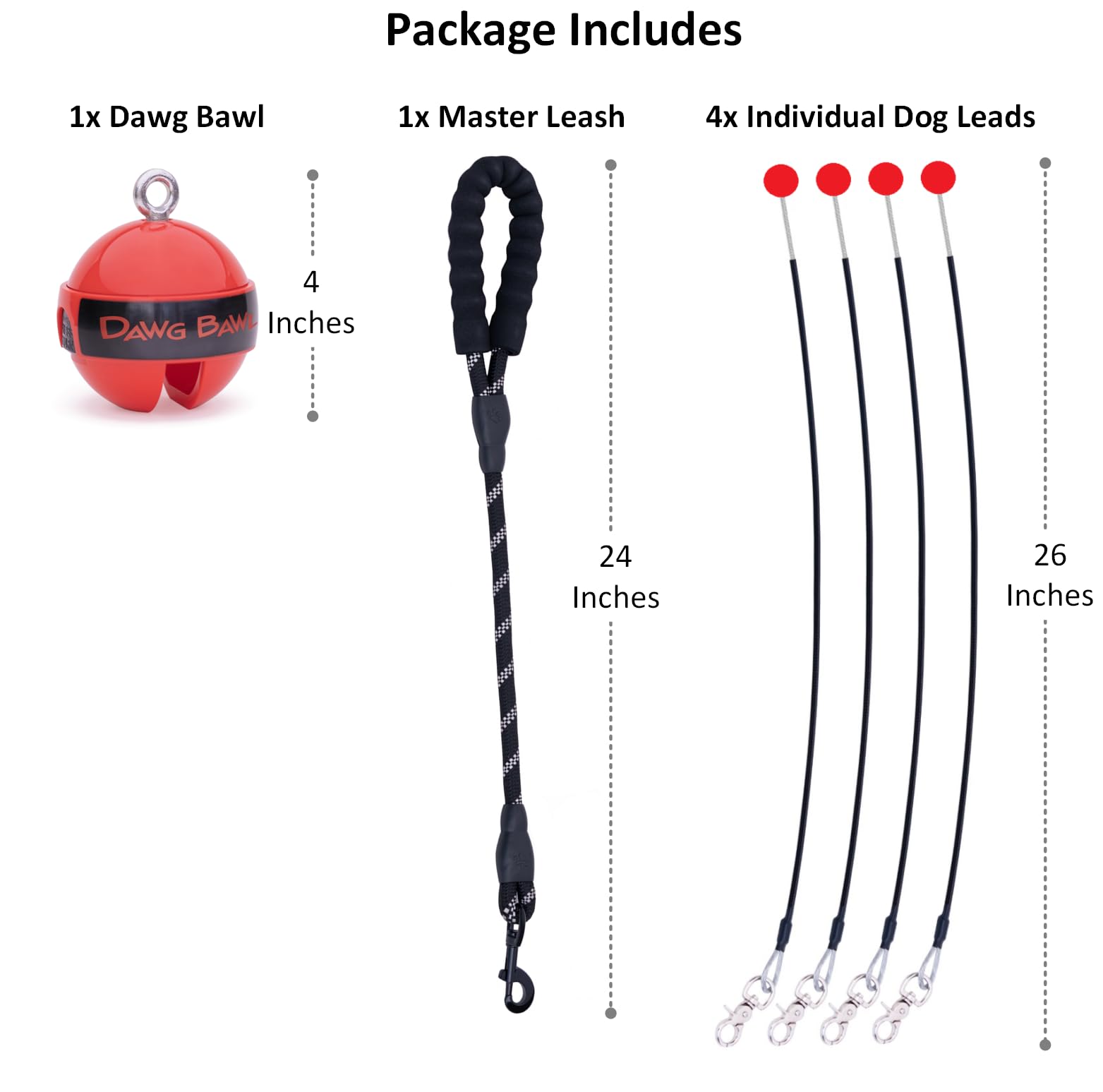 Dawg Bawl Multi Dog Leash Tangle Free (Up To 30 Pounds Each) Patented No-Tangle Design, Leads Adjust When Your Dogs Change Posit