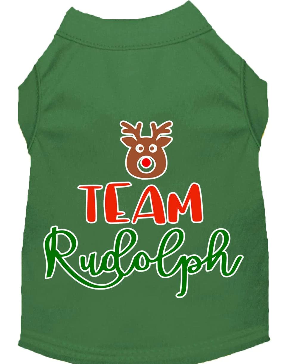 Christmas Pet Dog & Cat Shirt Screen Printed, &quot;Team Rudolph&quot; Brown SM (3-6 lbs.)