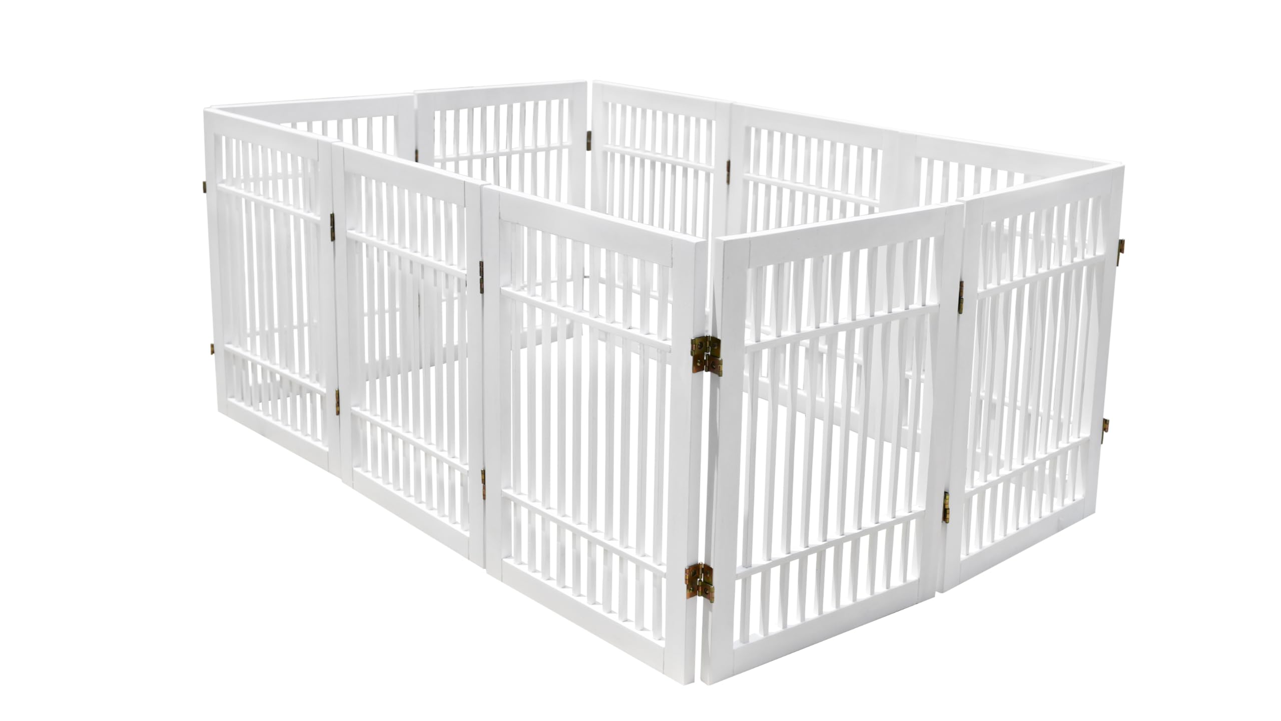 Pet Dog Gate Strong and Durable Freestanding Folding Acacia Hardwood Portable Wooden Fence Indoors or Outdoors by Urnporium (Whi