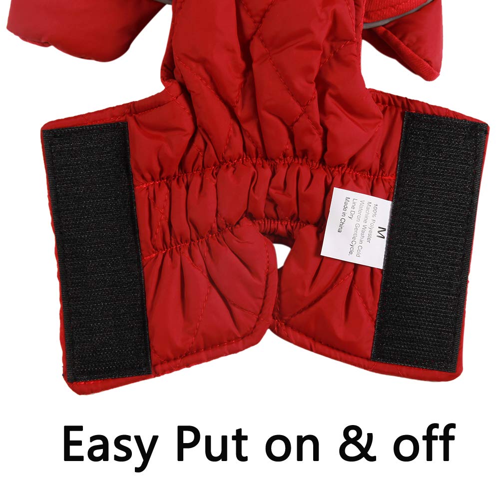 Vecomfy Reversible Dog Coats For Medium Dogs Waterproof Warm Dog Jacket For Cold Winter,Red L