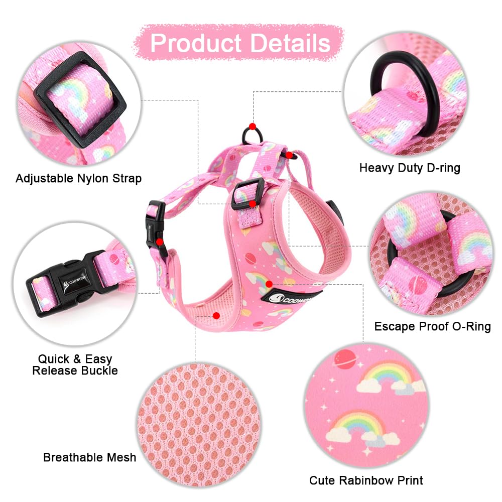 Dog Cat Harness And Leash Set, Puppia Soft Mesh Padded And Adjustable Puppy Vest Cute Dog Clothes Escape Proof Easy Walk Pet Acc