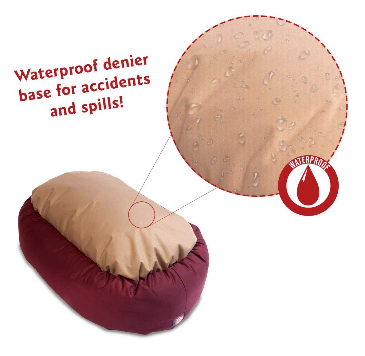 24 Inch Burgundy & Sherpa Bagel Dog Bed By Majestic Pet Products