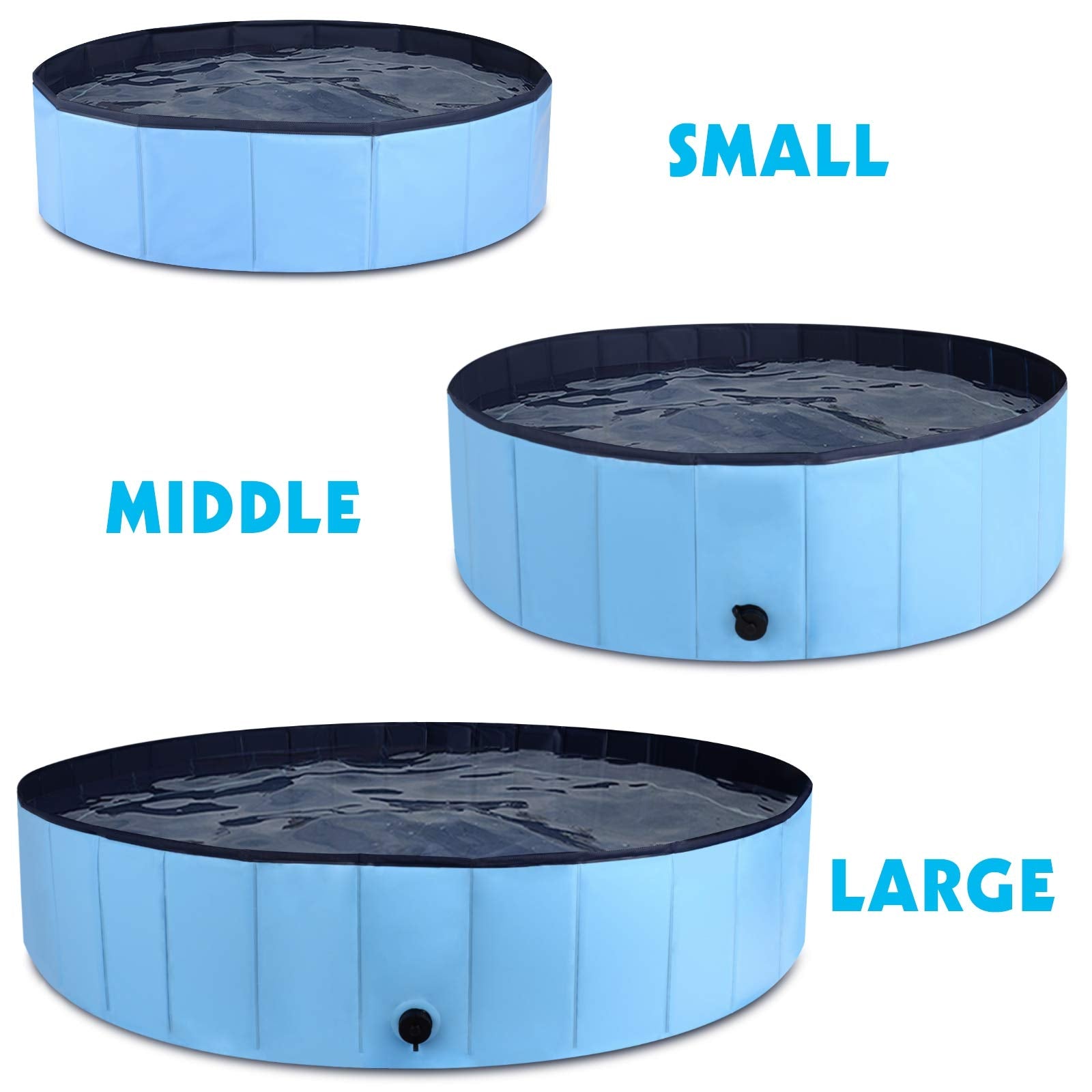 Mortime Foldable Dog Pool Portable Pet Bath Tub Large Indoor & Outdoor Collapsible Bathing Tub For Dogs And Cats (L, 63' X 12')