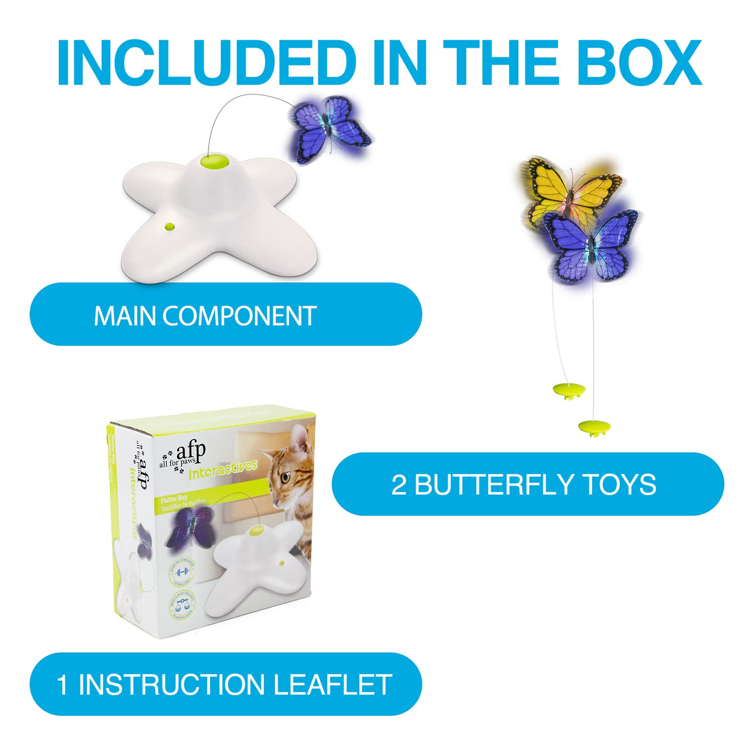 All For Paws Cat Toys Interactive Butterfly Flutter Bug Cat Automatic Toy Stimulating Kitty Toys Enrichment For Indoor Cats
