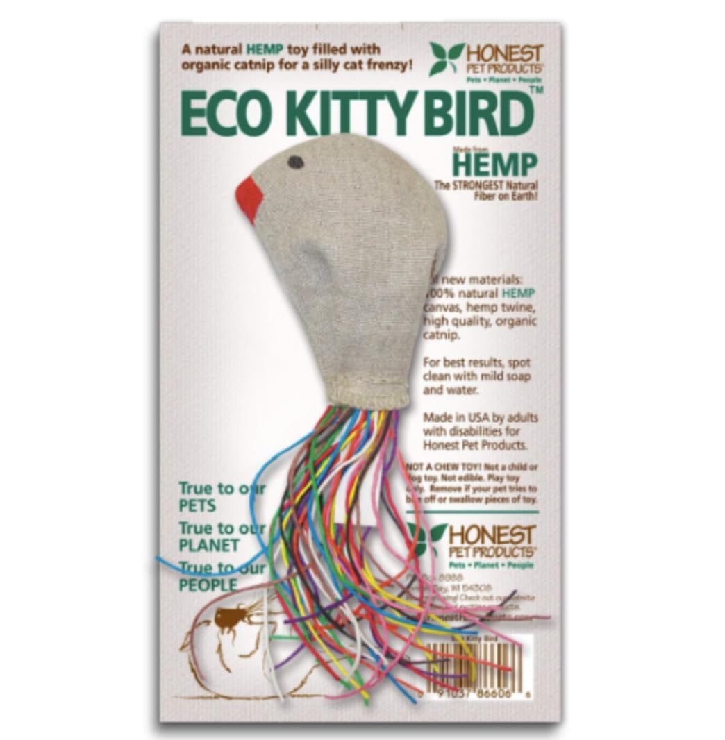 Honest Pet Products Eco Kitty Bird Is A Truly Natural And Safe Toy For Your Kitty. Filled With Organic Catnip, Enticing Rattle A