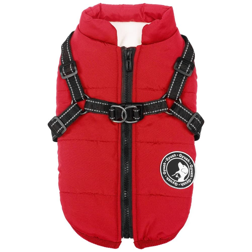 Gyuzh Dog Coat with Harness Winter Dog Coat Fleece Dog Jacket Waterproof Dog Coat Zipper Dog Jacket Puppy Coat Small Dog Clothes