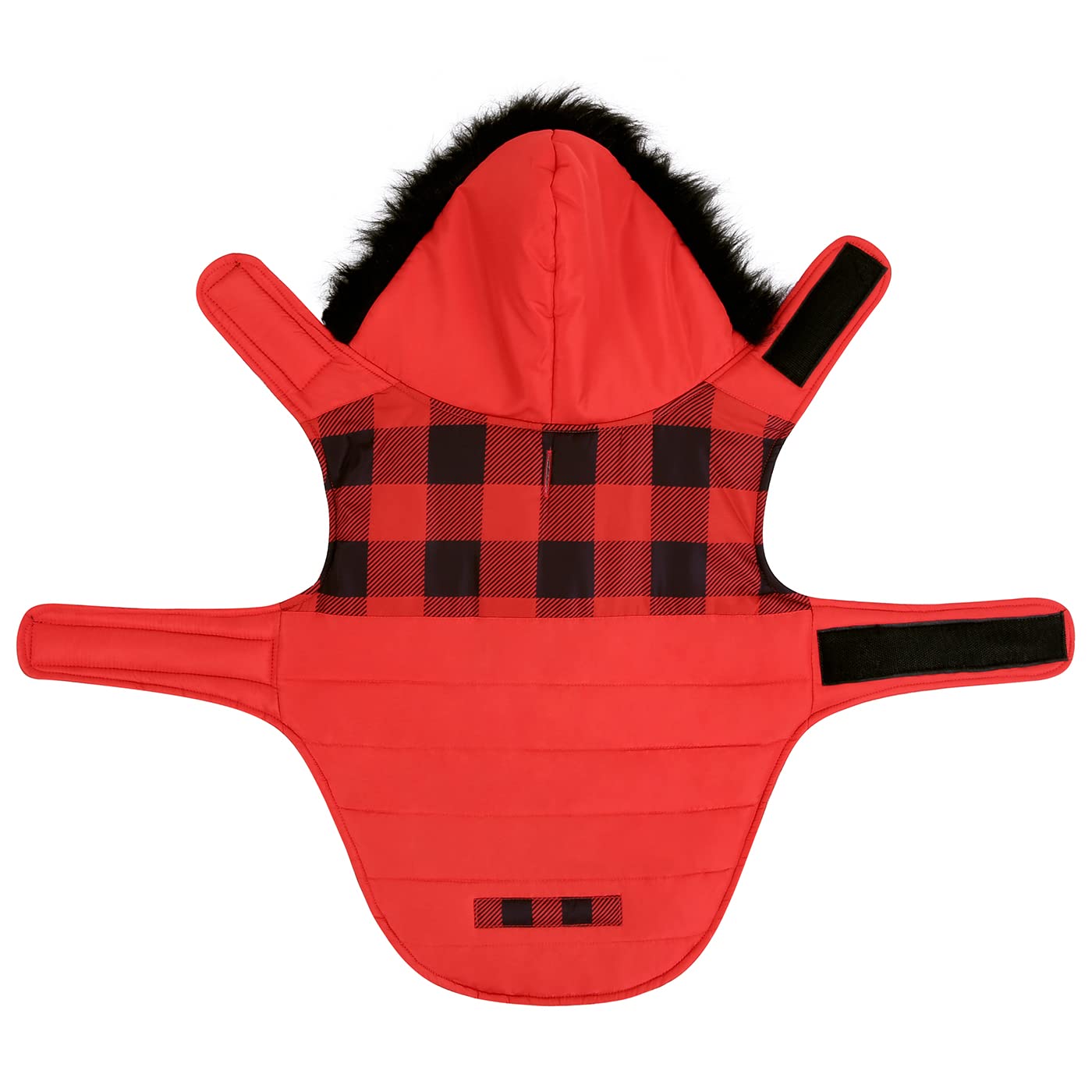 Hde Dog Puffer Jacket Fleece Lined Warm Dog Parka Winter Coat With Harness Hole Buffalo Plaid - Xxl