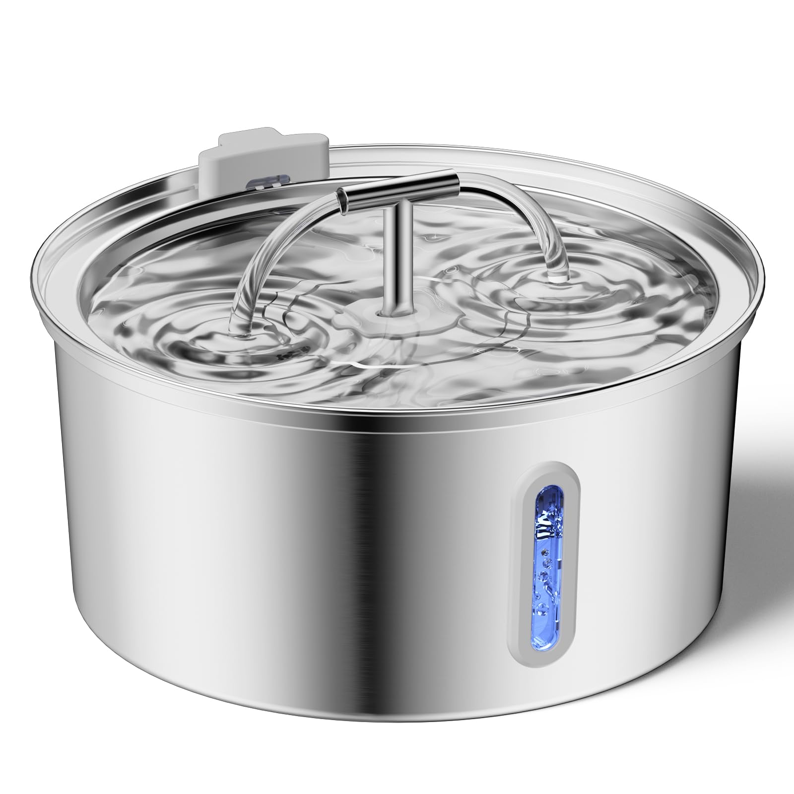 Cat Water Fountain Stainless Steel, 3.2L/108Oz Pet Water Fountain For Drinking, Automatic Metal Dog Water Dispenser Bowl With Qu
