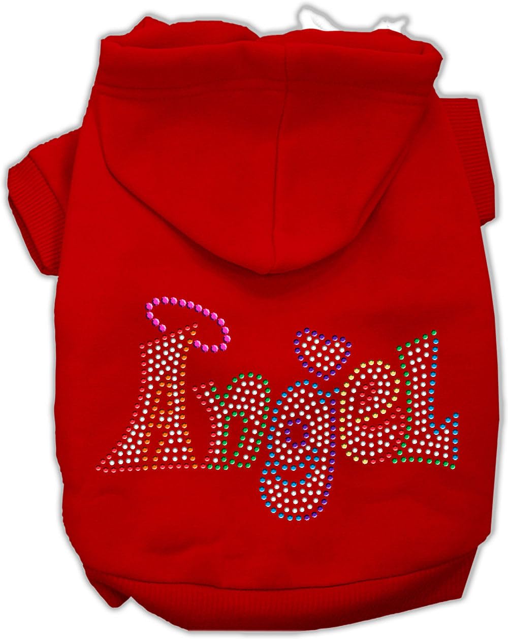 Pet, Dog & Cat Hoodie Rhinestone, 'Technicolor Angel' Red Xl (14-20 Lbs.)