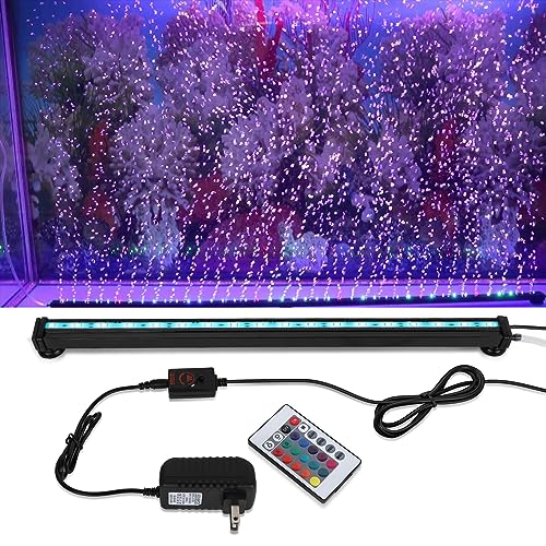 Szminiled 17.7 Inch Submersible Aquarium Light, Fish Tank Light With Air Bubble Hole, Rgb Color Changing Brightness Adjustable Ip68 Waterproof Remote Control Led Light For Aquarium Fish Tank