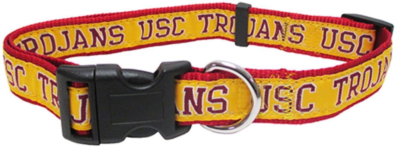 Pets First Collegiate Pet Collar New Version Usc Trojans Dog Collar, Size Small. Best Sports Team Color For Dogs & Cats. A Shiny