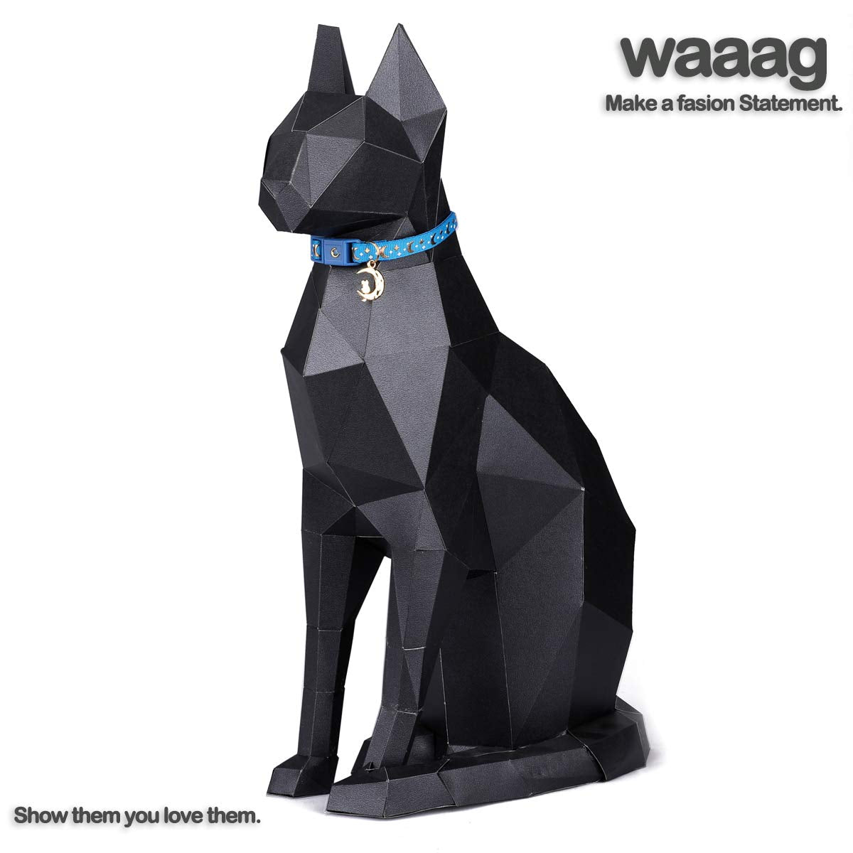 Waaag Cat Collars, Gold Moons And Stars Cat Collar, Safety Breakaway Cat Collar, Glow In The Dark (Standard 9''-15'' Neck, Royal