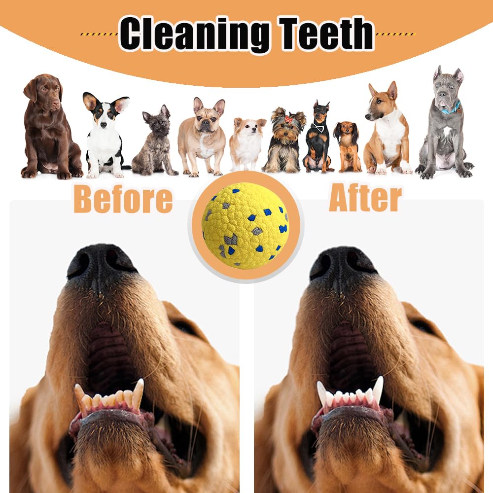 Hisukoy Dog Balls Dog Tennis Balls For Aggressive Chewers, Indestructible Bouncy Floating Teething Chew Toys For Dogs To Fetch
